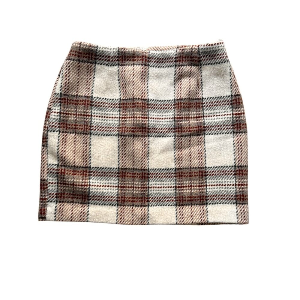 H&M Neutral Plaid Mini Skirt